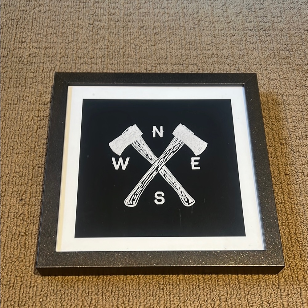 Black and White Framed Wall Art with Axes Design